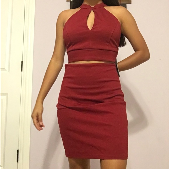 Red lulus 2 piece dress - Picture 1 of 5
